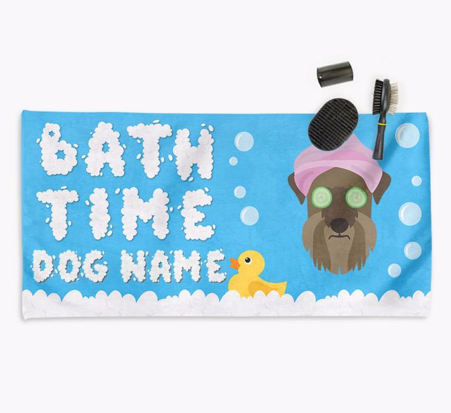 'Bubble Bath Time' Personalised Dog Towel for your {breedCommonName}